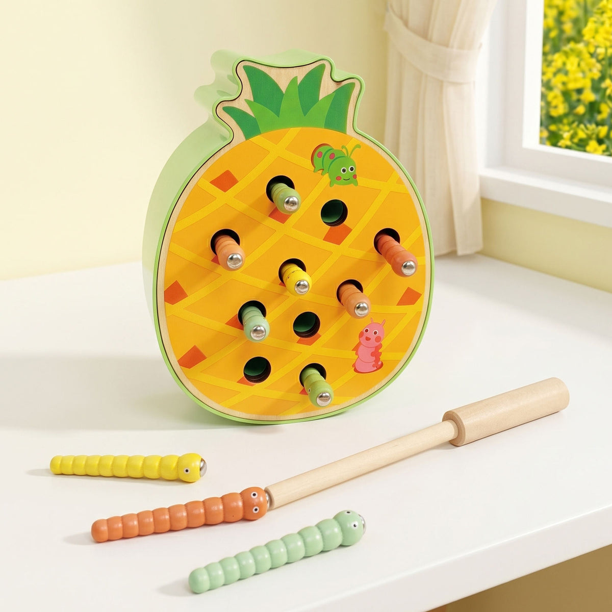 Pineapple Insect Catching Game | Wooden Fishing Activity Toy