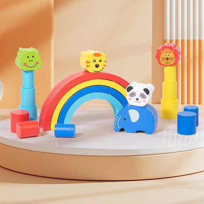 4-in-1 Wooden Animal Stacking & Balancing Game