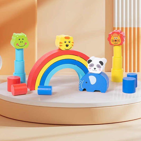 4-in-1 Wooden Animal Stacking & Balancing Game