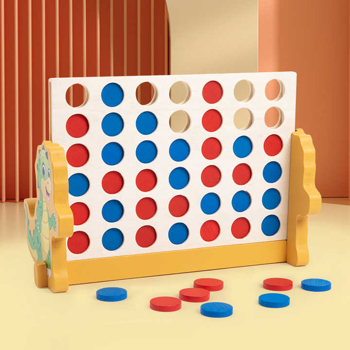 Wooden Connect 4 Board Game for Kids & Family | Strategy Thinking Puzzle Toy