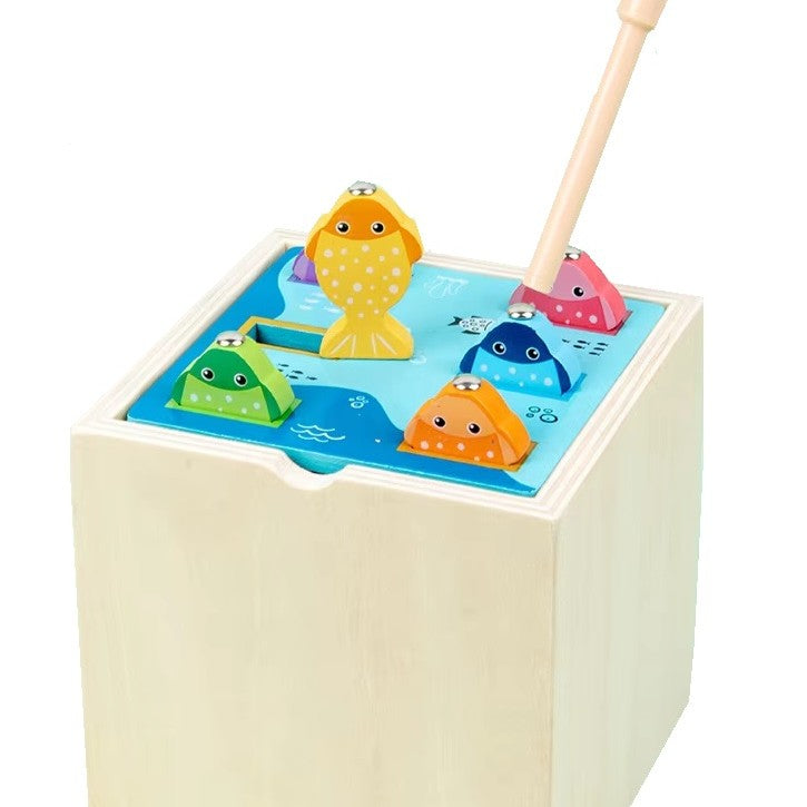 5-in-1 Montessori Wooden Activity Toy for Kids | Educational Learning Toy | Shape Sorting, Fishing, Hammering & Carrot Harvest | Wooden Toy for Toddlers (1-4 Years)