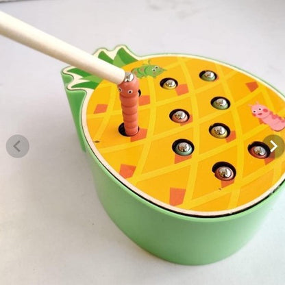 Pineapple Insect Catching Game | Wooden Fishing Activity Toy