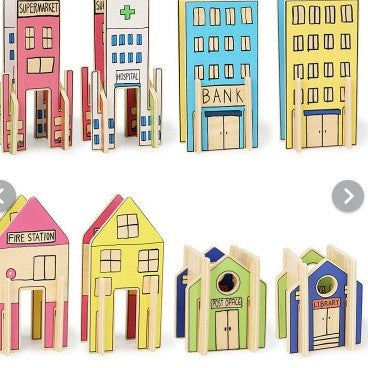 Wooden Construction Town Set for Kids – DIY Building & Assembly Toy