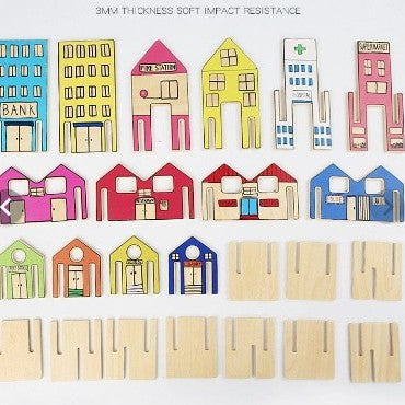 Wooden Construction Town Set for Kids – DIY Building & Assembly Toy