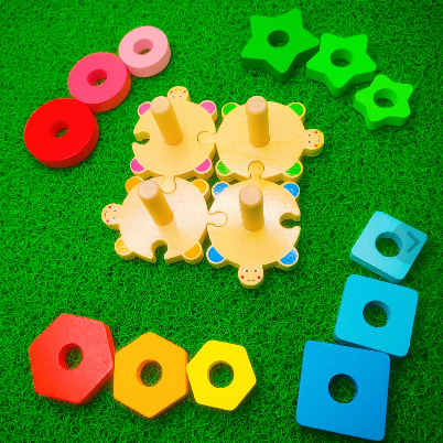 Wooden Wisdom Geometric Shape Sorter - Shapes & Colors