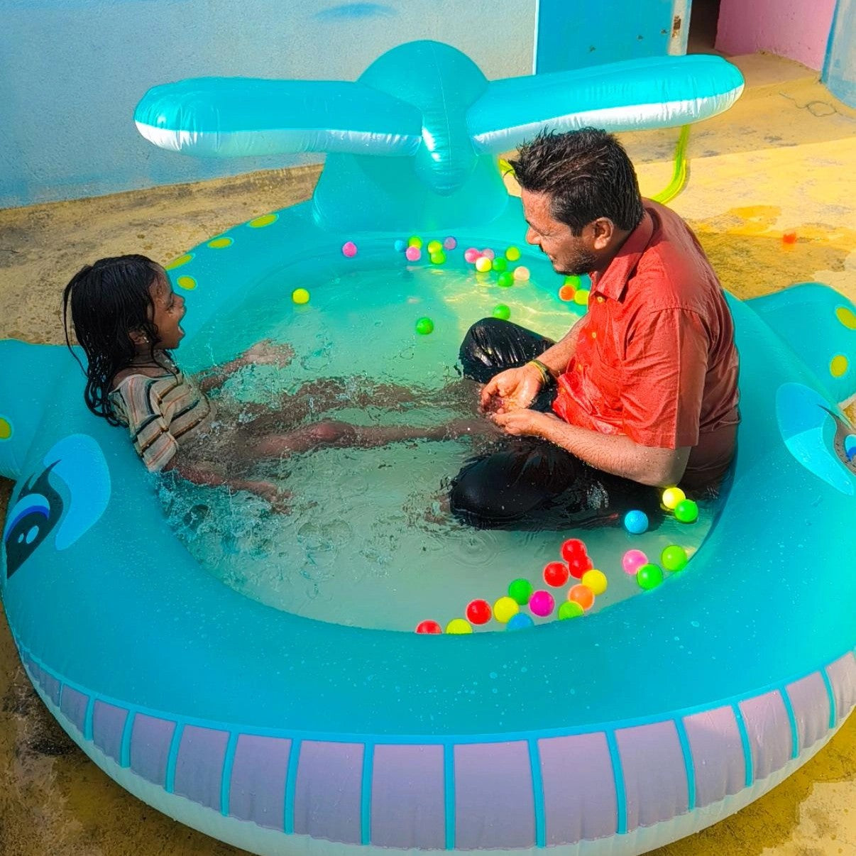 Kids Inflatable Swimming Pool with Sprayer | Large Outdoor Water Play Pool | Ages 3+